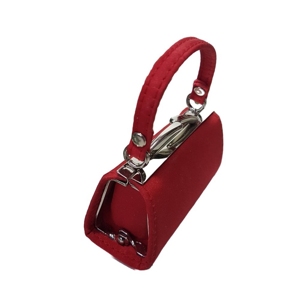 Travel Size Jewelry Case Ring Holder Mini Purse Red Silver Single Compartment
